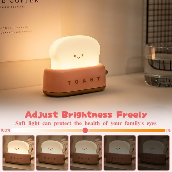 MeXYZ Cute Desk Decor Toaster Lamp, Rechargeable Kawaii Accessories Small Lamp LED Night Light for Kids Teen Girls - Image 4