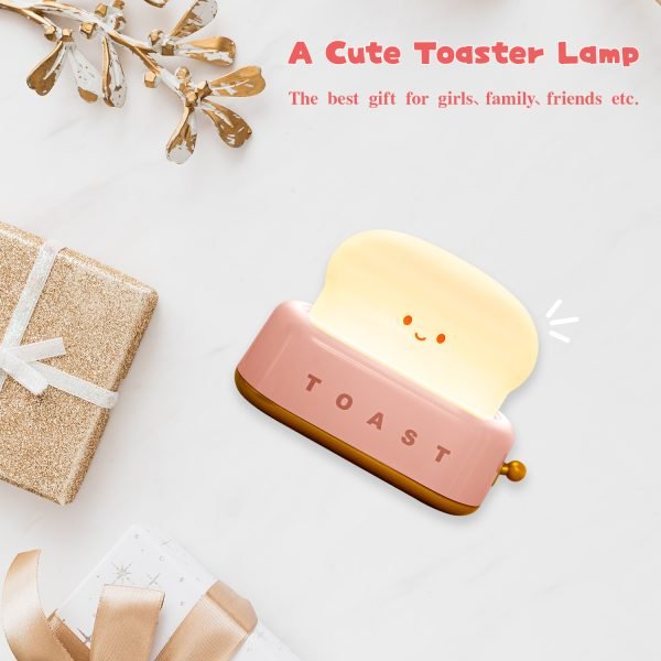 MeXYZ Cute Desk Decor Toaster Lamp, Rechargeable Kawaii Accessories Small Lamp LED Night Light for Kids Teen Girls - Image 7