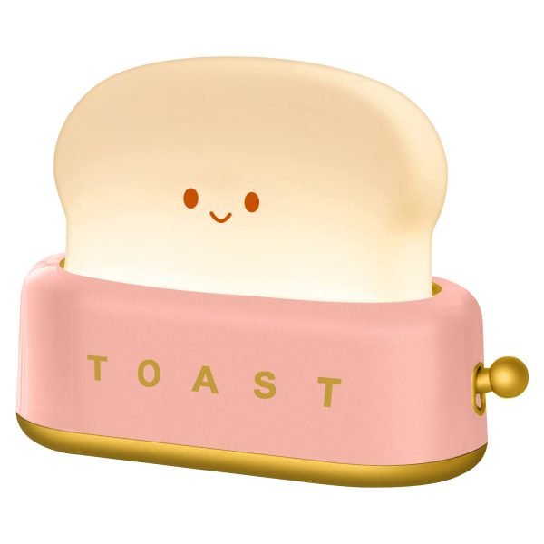 MeXYZ Cute Desk Decor Toaster Lamp, Rechargeable Kawaii Accessories Small Lamp LED Night Light for Kids Teen Girls